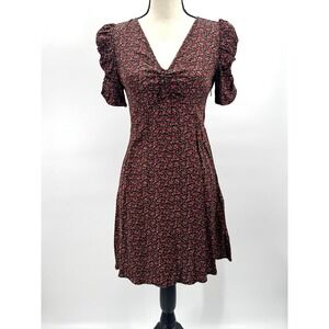 Whimsigoth Gap Ditzy Floral Mini Dress Small Ruched Fairy Grunge Dark Cottage
